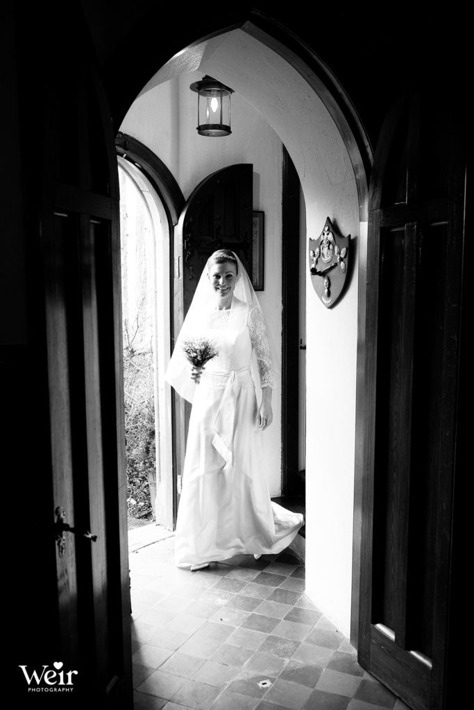 Bride entering chapel