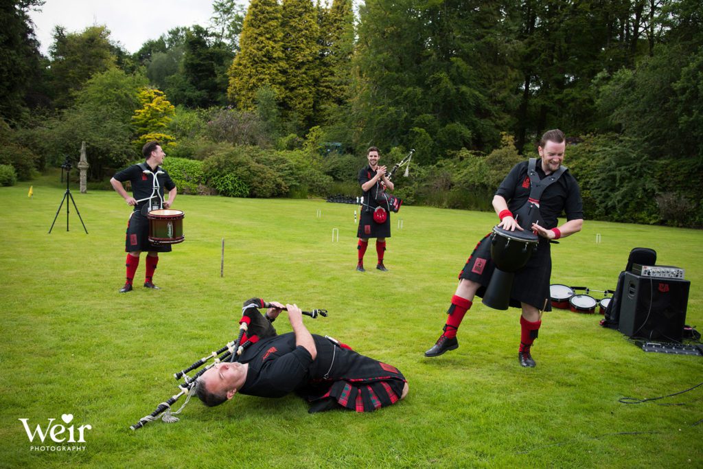 Pipers playing at Cromlix House