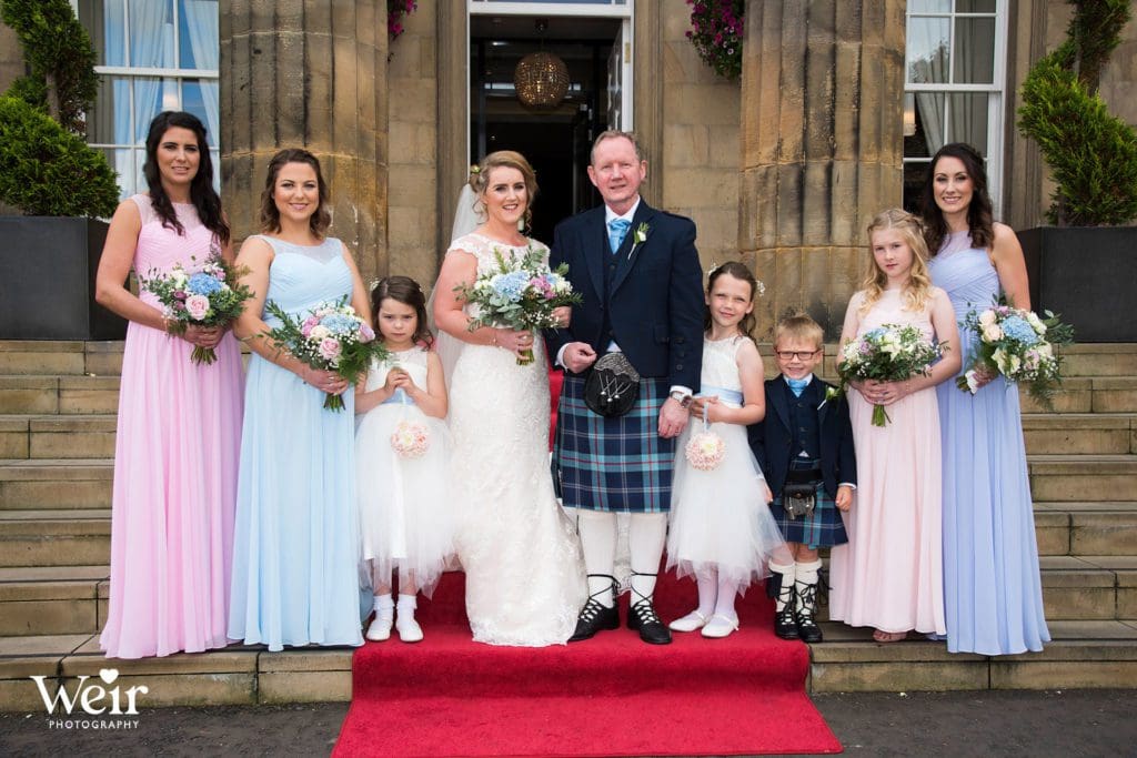 Bride with father & maids at Colessio