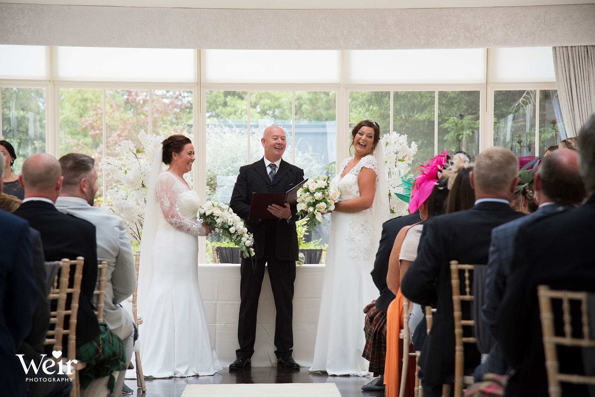 Ceremony in pavilion at Carlowrie Castle