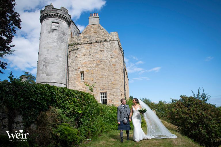 Bride and Groom in grounds of Airth Castle